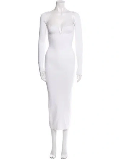 Pre-owned Galvan Square Neckline Long Dress In White