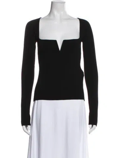 Pre-owned Galvan Square Neckline Long Sleeve Top In Black