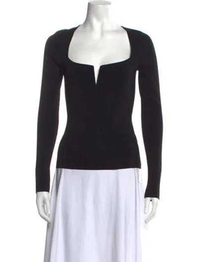 Pre-owned Galvan Square Neckline Long Sleeve Top In Black