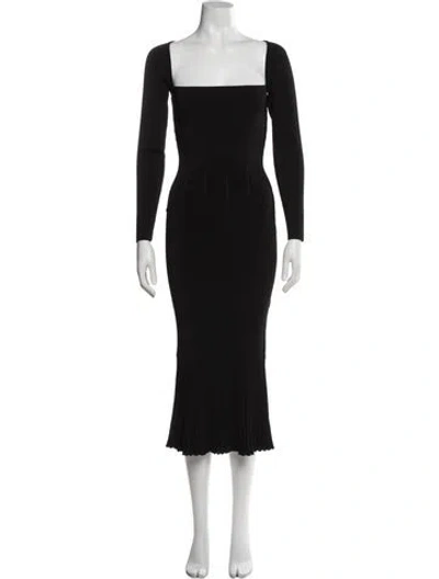 Pre-owned Galvan Square Neckline Midi Length Dress In Black