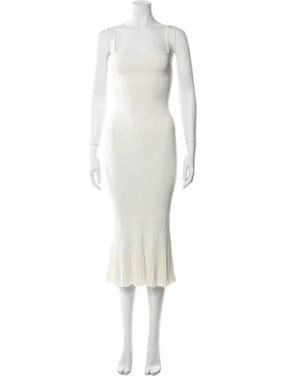 Pre-owned Galvan Square Neckline Midi Length Dress In Neutral