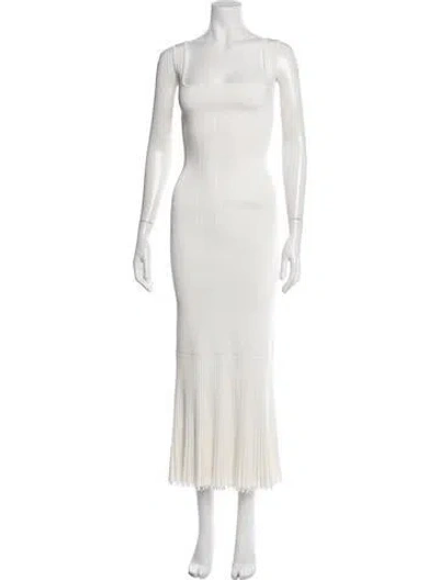 Pre-owned Galvan Square Neckline Midi Length Dress In Neutrals