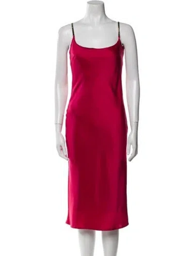 Pre-owned Galvan Square Neckline Midi Length Dress In Red