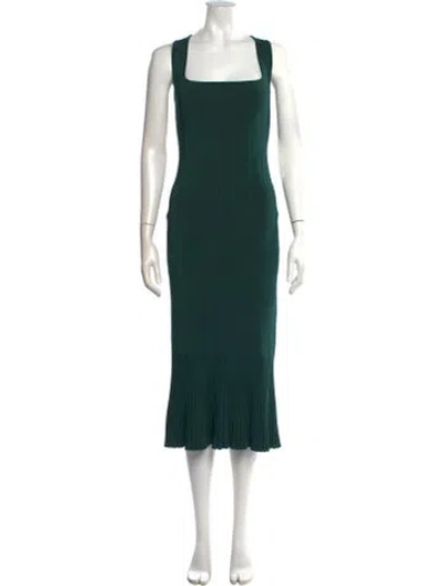 Pre-owned Galvan Square Neckline Midi Length Dress W/ Tags In Green