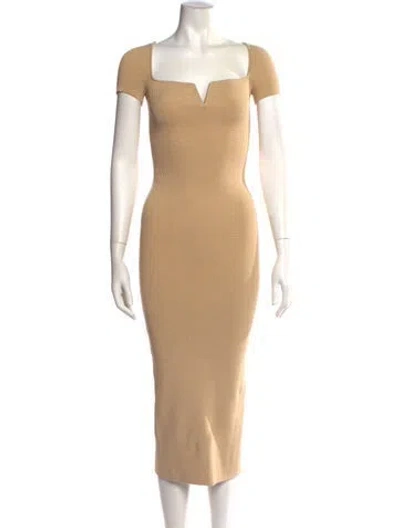 Pre-owned Galvan Square Neckline Midi Length Dress W/ Tags In Neutrals