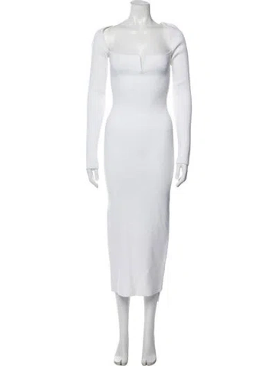 Pre-owned Galvan Square Neckline Midi Length Dress In White