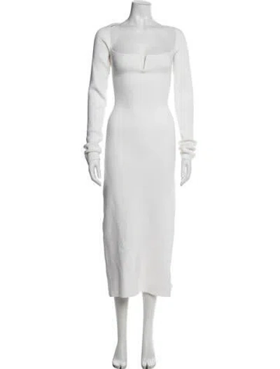 Pre-owned Galvan Square Neckline Midi Length Dress In White