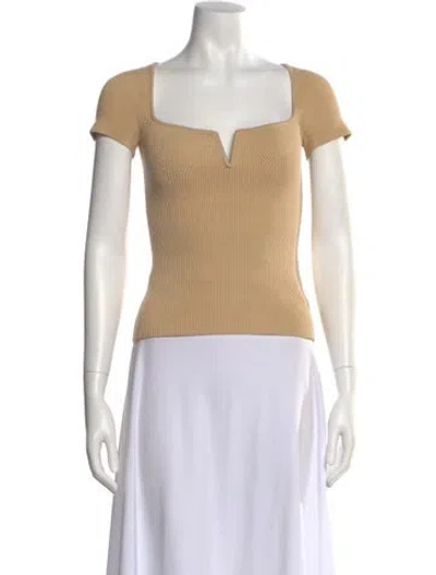 Pre-owned Galvan Square Neckline Short Sleeve Crop Top In Neutral
