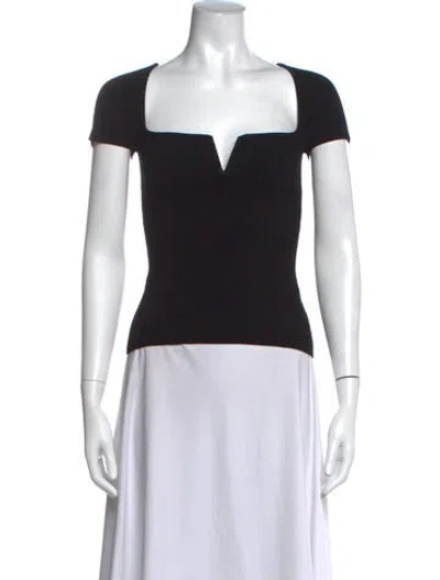 Pre-owned Galvan Square Neckline Short Sleeve Top In Black
