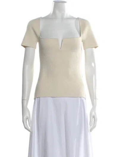 Pre-owned Galvan Square Neckline Short Sleeve Top In Neutral