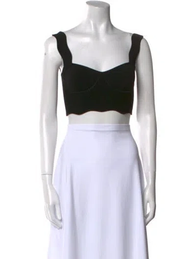 Pre-owned Galvan Square Neckline Sleeveless Crop Top In Black