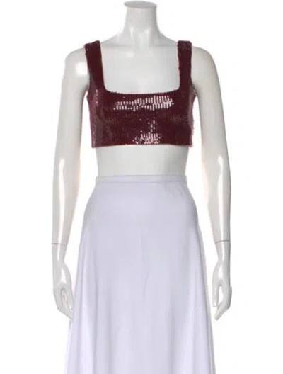 Pre-owned Galvan Square Neckline Sleeveless Crop Top In Black