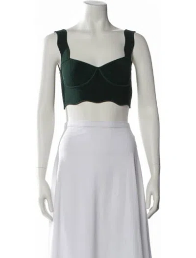 Pre-owned Galvan Square Neckline Sleeveless Crop Top In Green