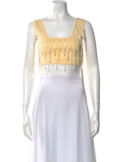 Pre-owned Galvan Square Neckline Sleeveless Crop Top In Multi
