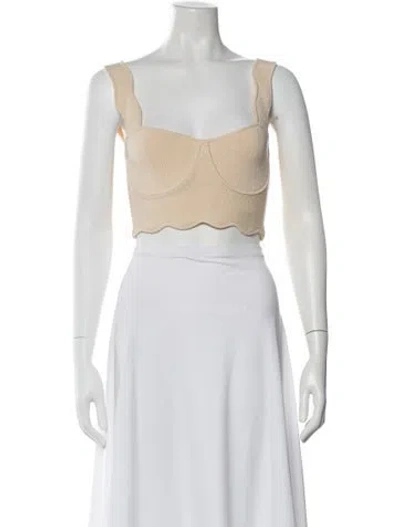 Pre-owned Galvan Square Neckline Sleeveless Crop Top In Neutrals