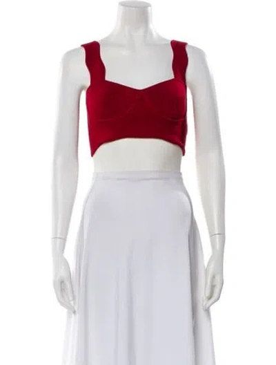 Pre-owned Galvan Square Neckline Sleeveless Crop Top In Red