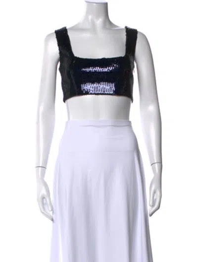 Pre-owned Galvan Square Neckline Sleeveless Crop Top W/ Tags In Black