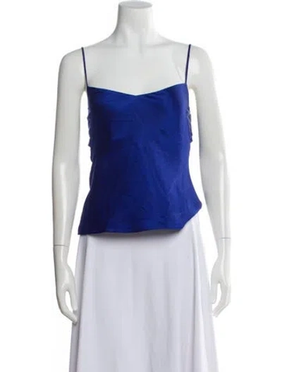 Pre-owned Galvan Square Neckline Sleeveless Top In Blue