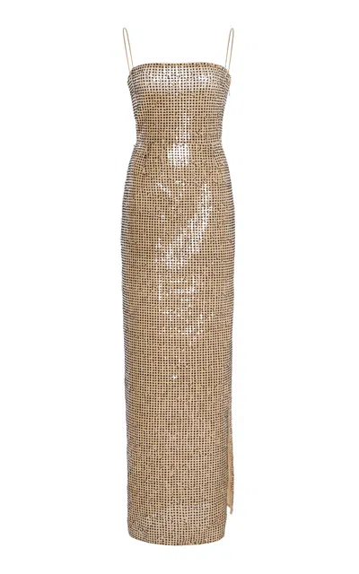 Galvan Stargaze Sheer Dress In Tan