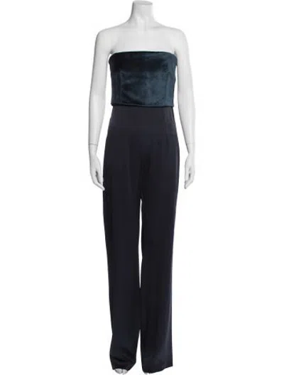 Pre-owned Galvan Strapless Jumpsuit In Blue