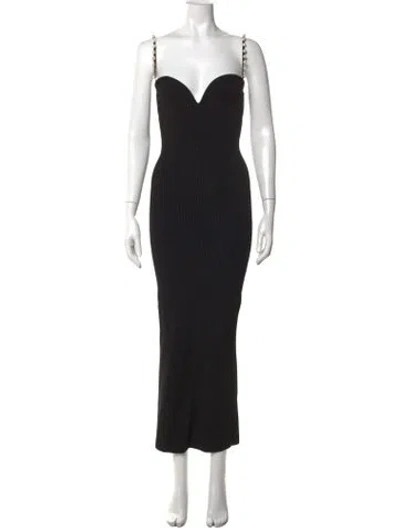 Pre-owned Galvan Strapless Long Dress In Black