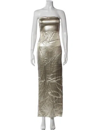 Pre-owned Galvan Strapless Long Dress In Neutrals