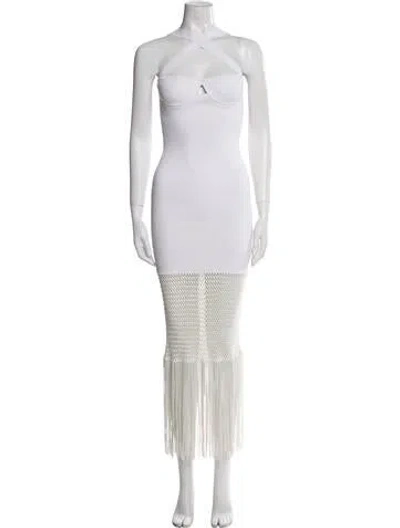 Pre-owned Galvan Strapless Long Dress In White