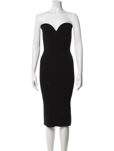 Pre-owned Galvan Strapless Midi Length Dress In Black