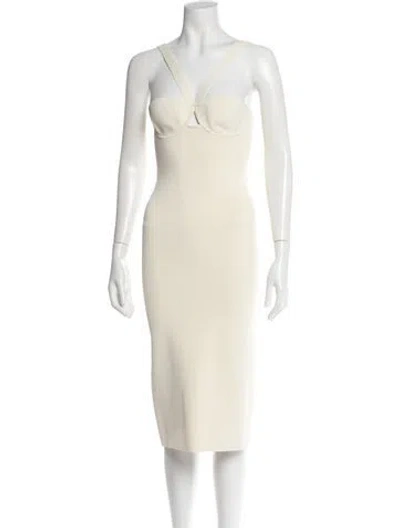 Pre-owned Galvan Strapless Midi Length Dress W/ Tags In Neutral