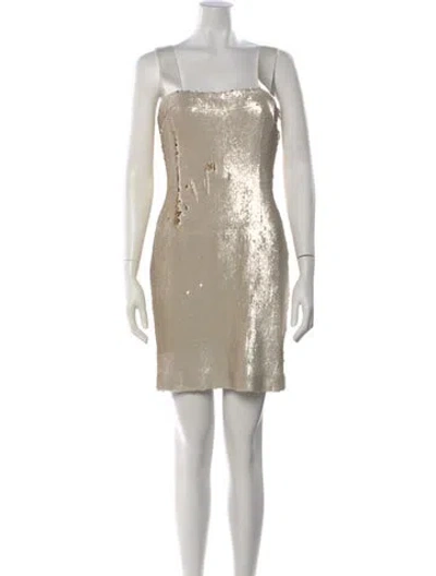 Pre-owned Galvan Strapless Mini Dress In Neutral