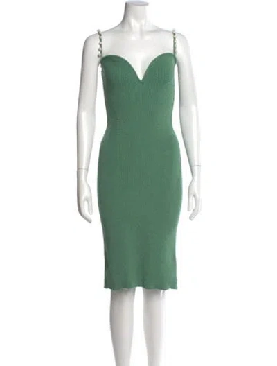 Pre-owned Galvan Striped Knee-length Dress In Green