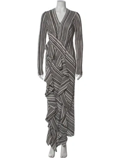 Pre-owned Galvan Striped Long Dress In Black