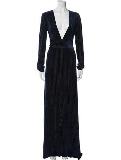 Pre-owned Galvan Striped Long Dress In Blue