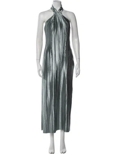Pre-owned Galvan Striped Long Dress In Green