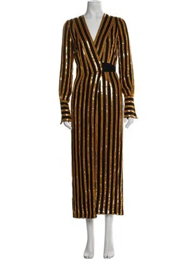 Pre-owned Galvan Striped Long Dress In Multi