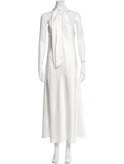Pre-owned Galvan Tie Neck Long Dress W/ Tags In White