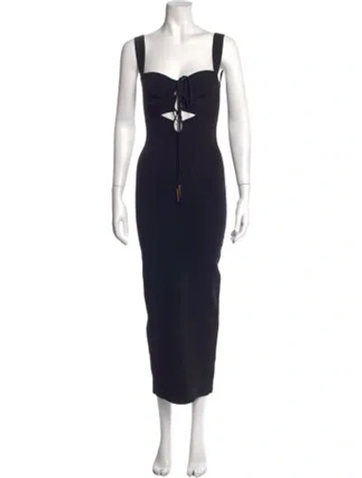Pre-owned Galvan Tie Neck Midi Length Dress W/ Tags In Blue