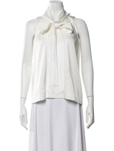 Pre-owned Galvan Tie Neck Sleeveless Top In Neutral