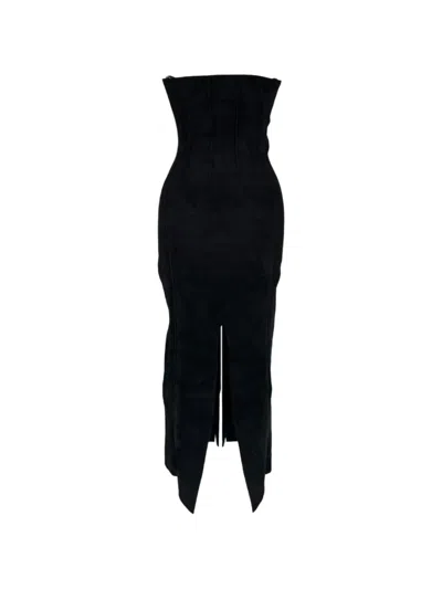 Pre-owned Galvan Titania Bustier Midi Dress In Black