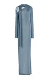 Galvan Tors Knit Jersey Gown In Blue