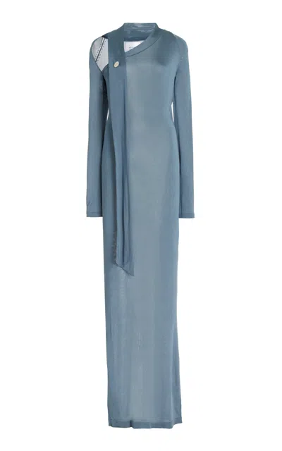 Galvan Tors Knit Jersey Gown In Blue