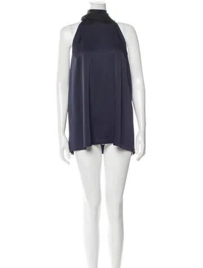 Pre-owned Galvan Turtleneck Mini Dress In Blue