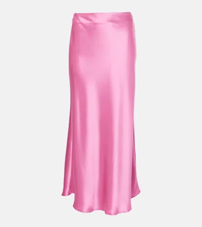 Galvan London Womens Magenta Valletta Mid-waist Satin Maxi Skirt