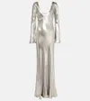 Galvan Valletta Satin Gown In Silver