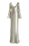 Galvan Valletta Satin Gown In Silver