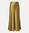 Galvan Valletta Satin Slip Skirt In Green