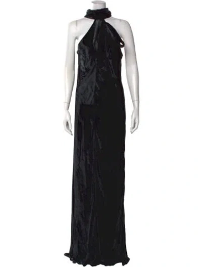Pre-owned Galvan Velvet Long Dress In Black