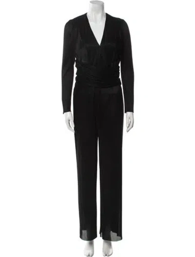Pre-owned Galvan V-neck Jumpsuit In Black