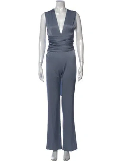 Pre-owned Galvan V-neck Jumpsuit In Blue
