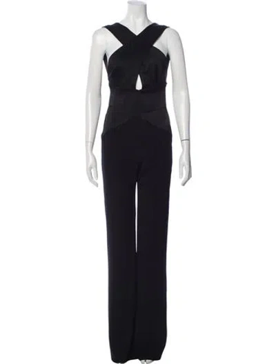 Pre-owned Galvan V-neck Jumpsuit In Gray